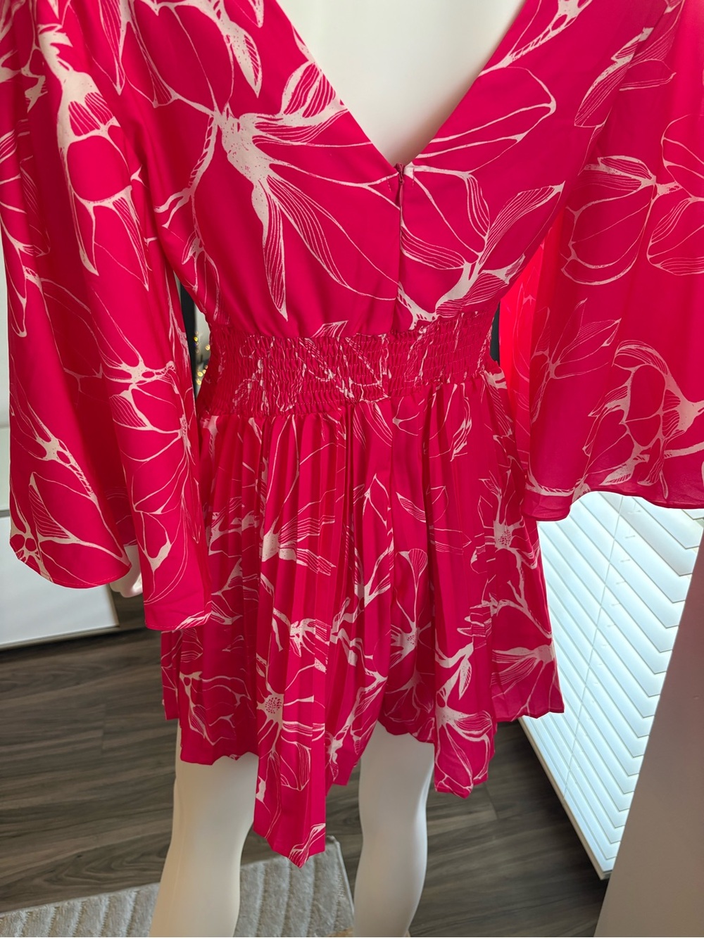 Pink Floral Romper Dress Skort Chicways Size L Flowy Summer Outfit - Picture 7 of 8
